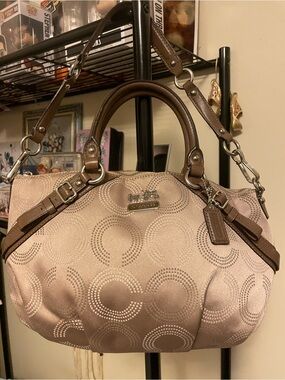 Coach Madison Dotted op art Sophia Satchel Purse Shoulder Handbag/Tote